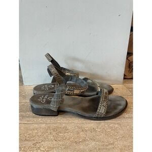 Calleen Cordero Women's Ferro Sandal Size 9 Handmade Gray Leather Metal Stud